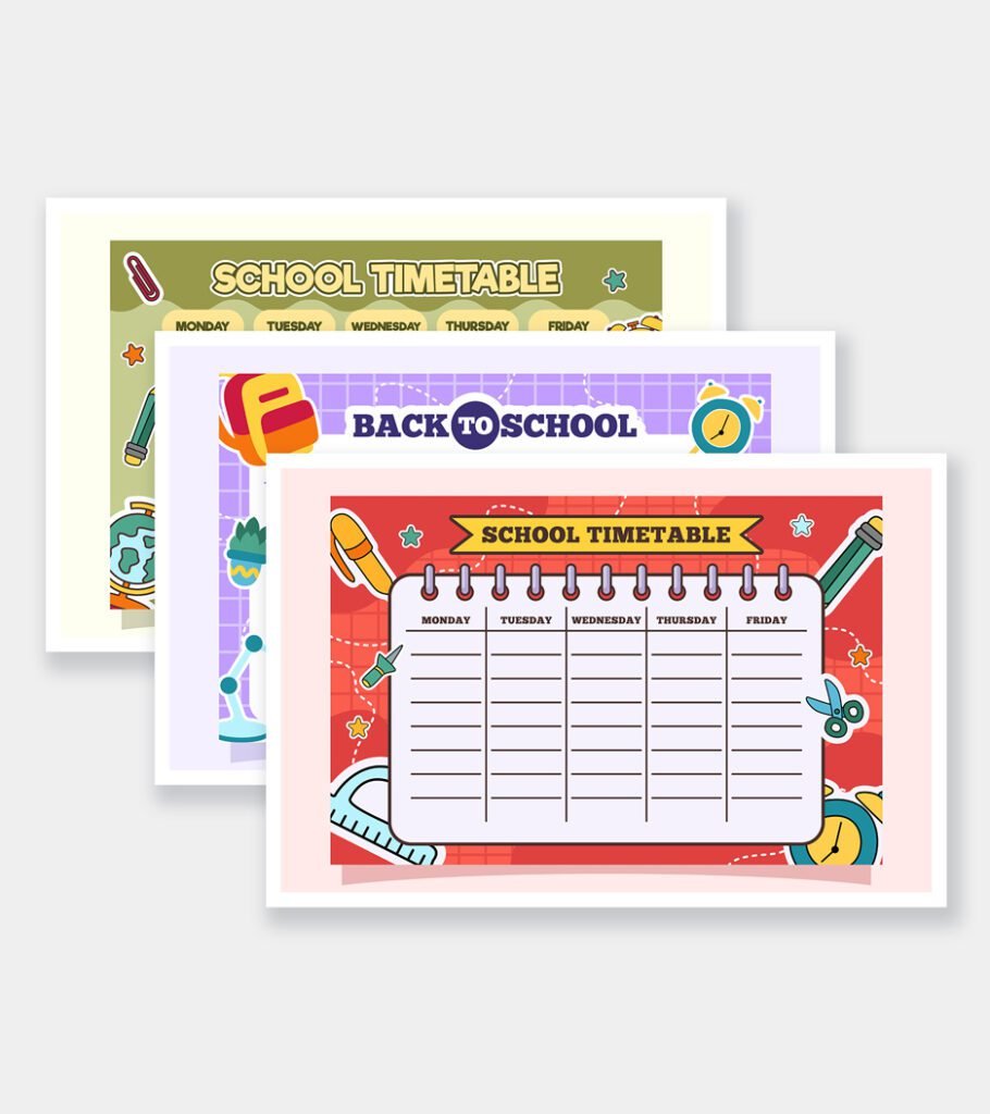 School Timetable Worksheet.pdf Printable School Timetable for Kids | 10 Fun Designs PDF